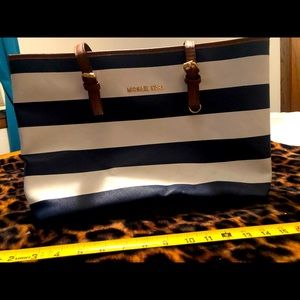 Blue & White Striped Purse by Michael Kors